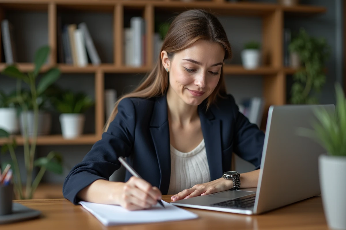 Femme professionnelle en bureau moderne et accueillant