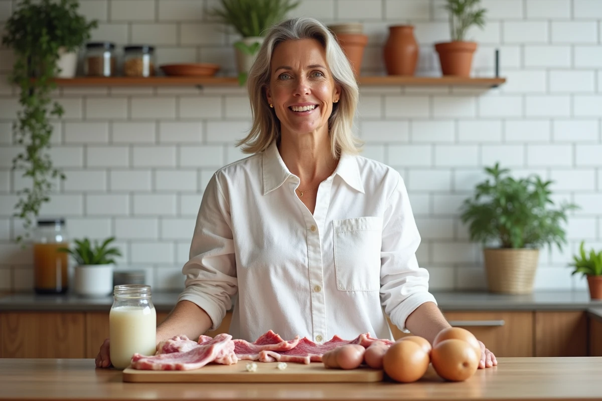 Nutritionniste présentant les bienfaits du pied de porc et du collagène pour la santé des articulations contre l'arthrose